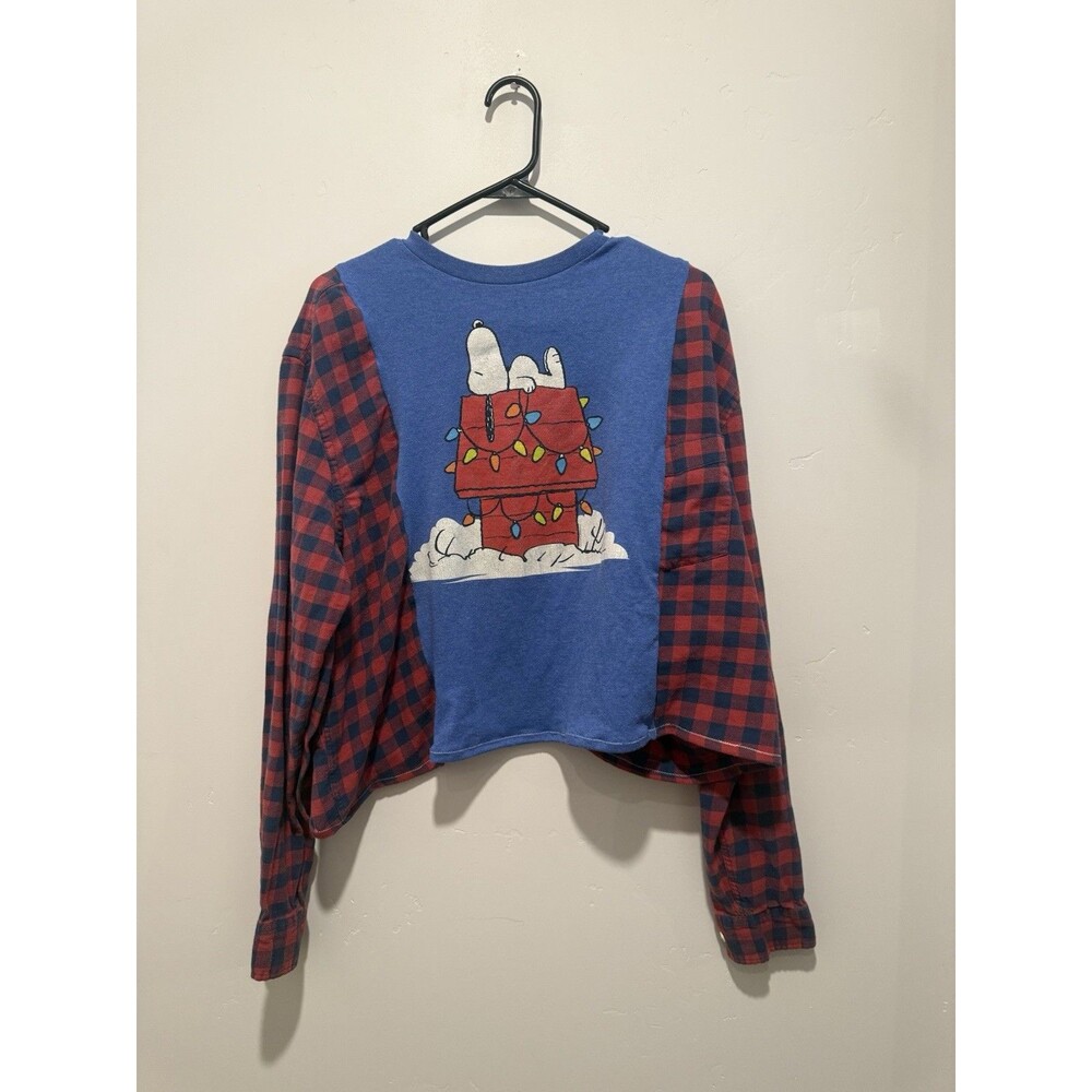 Reworked Upcycle Grunge Oversize Crop Charlie Brown Christmas Sweatshirt M/L